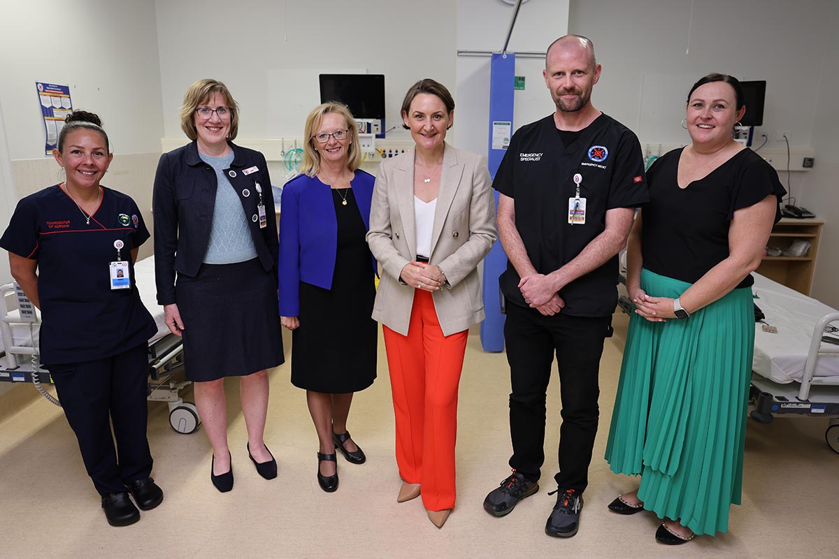SCGH ED staff with Minister for Health Amber-Jade Sanderson, ED Jodi Graham and CE Shirley Bowen